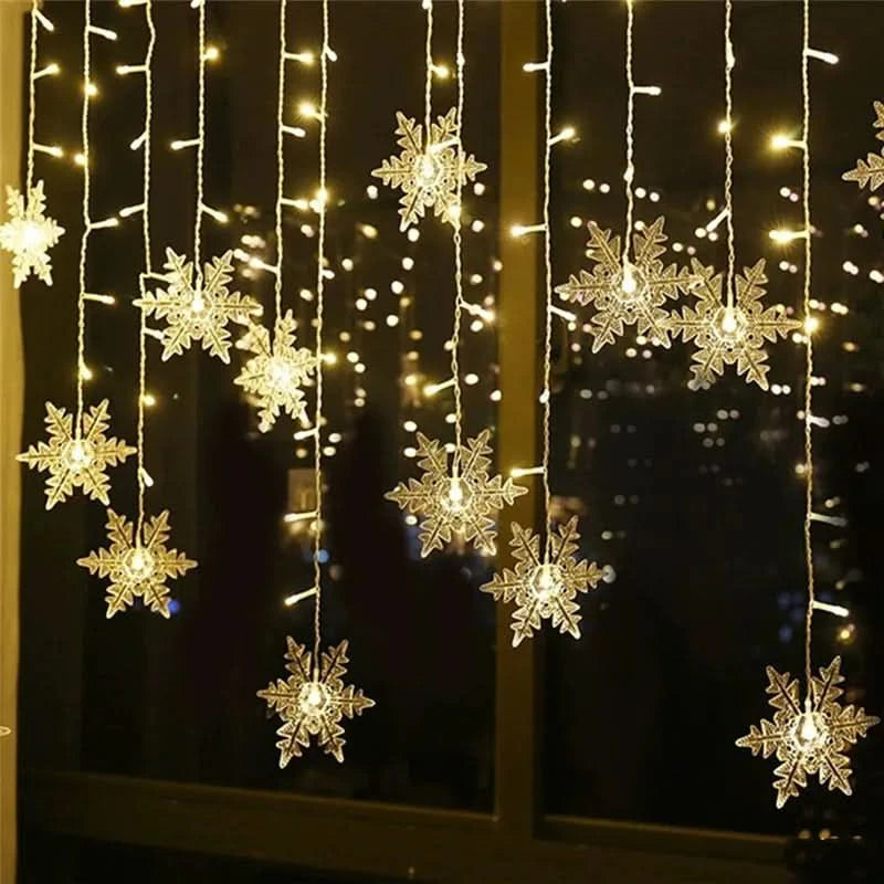 Cortina de Luzes LED Floco de Neve – Magia Natalina em Cada Detalhe