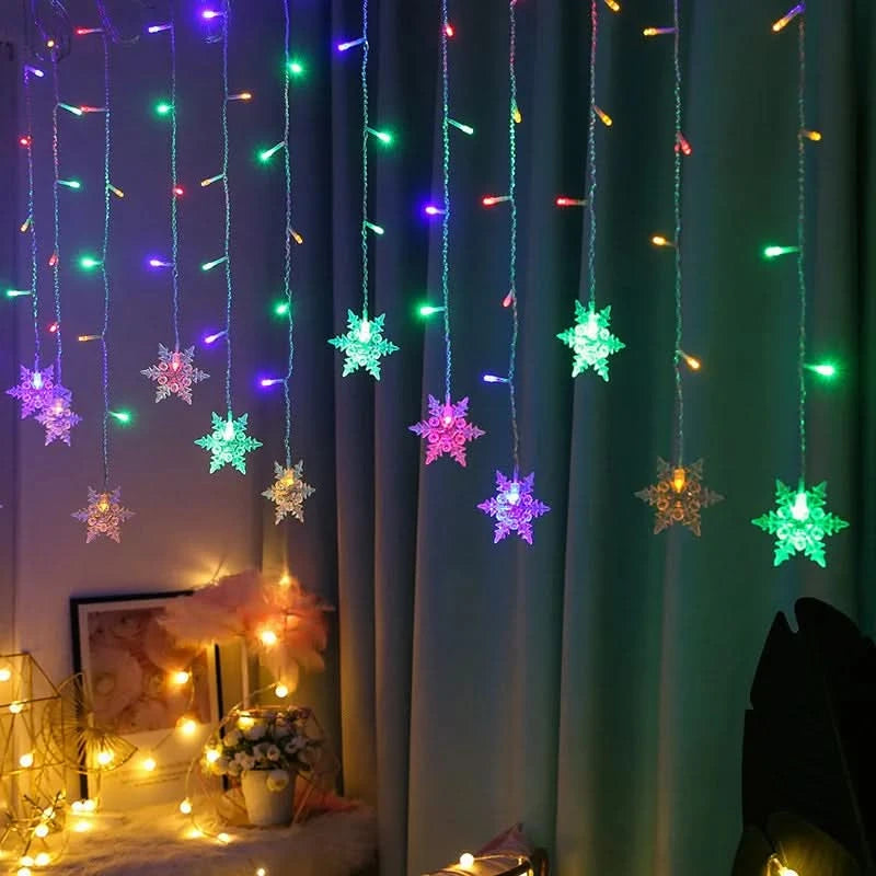 Cortina de Luzes LED Floco de Neve – Magia Natalina em Cada Detalhe