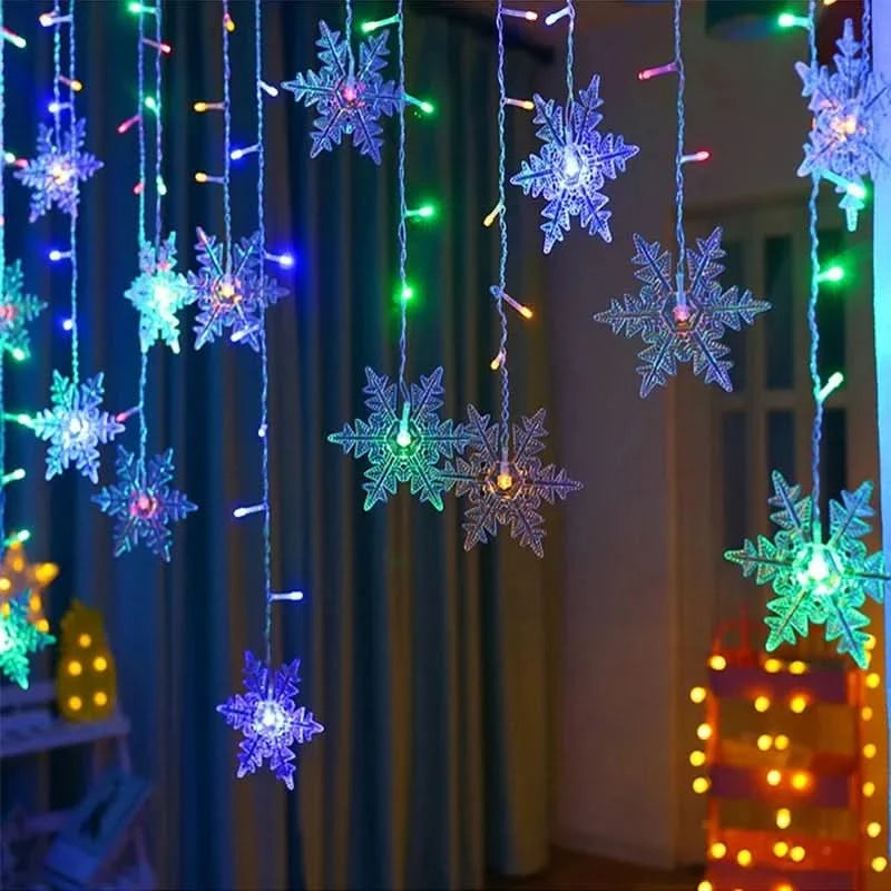Cortina de Luzes LED Floco de Neve – Magia Natalina em Cada Detalhe