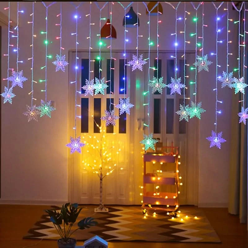 Cortina de Luzes LED Floco de Neve – Magia Natalina em Cada Detalhe