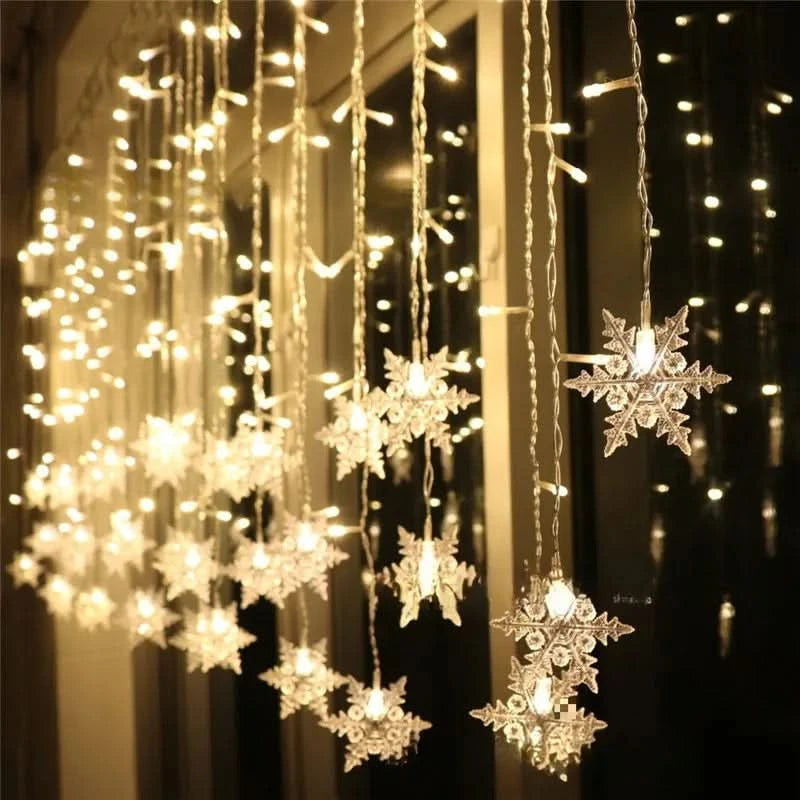 Cortina de Luzes LED Floco de Neve – Magia Natalina em Cada Detalhe