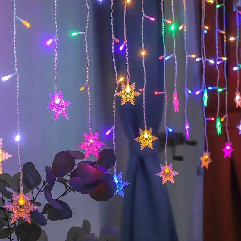 Cortina de Luzes LED Floco de Neve – Magia Natalina em Cada Detalhe