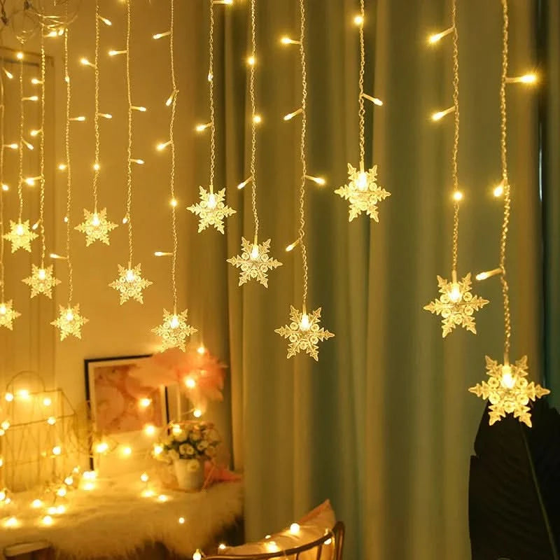 Cortina de Luzes LED Floco de Neve – Magia Natalina em Cada Detalhe