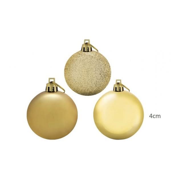 Kit 30 Bolas De Natal Mista 4cm Dourada Decoração Árvore