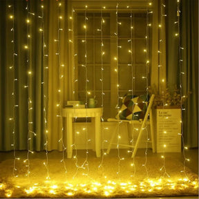 Cortina de Luzes de Fadas LED com Controle Remoto para Natal