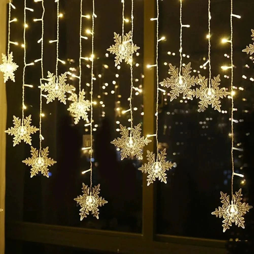 Cortina de Luzes LED Floco de Neve – Magia Natalina em Cada Detalhe