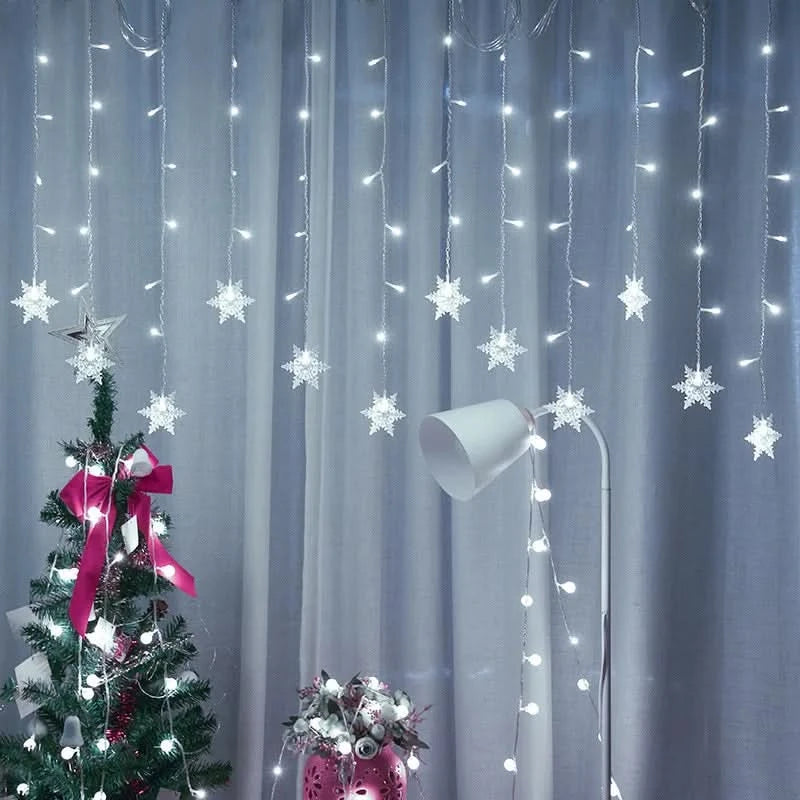 Cortina de Luzes LED Floco de Neve – Magia Natalina em Cada Detalhe