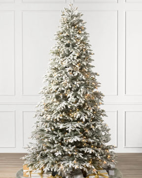 Árvore de Natal Nevada Frosted Fraser com Galhos Articulados, Suporte Metálico e Micro LEDs Embutidos