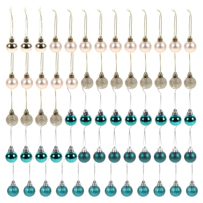 64 Peças Decoração De Natal Bolas Ouro Azul